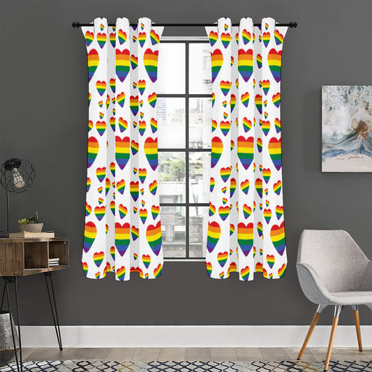 Rainbow LGBT Heart Pattern Print Curtain
