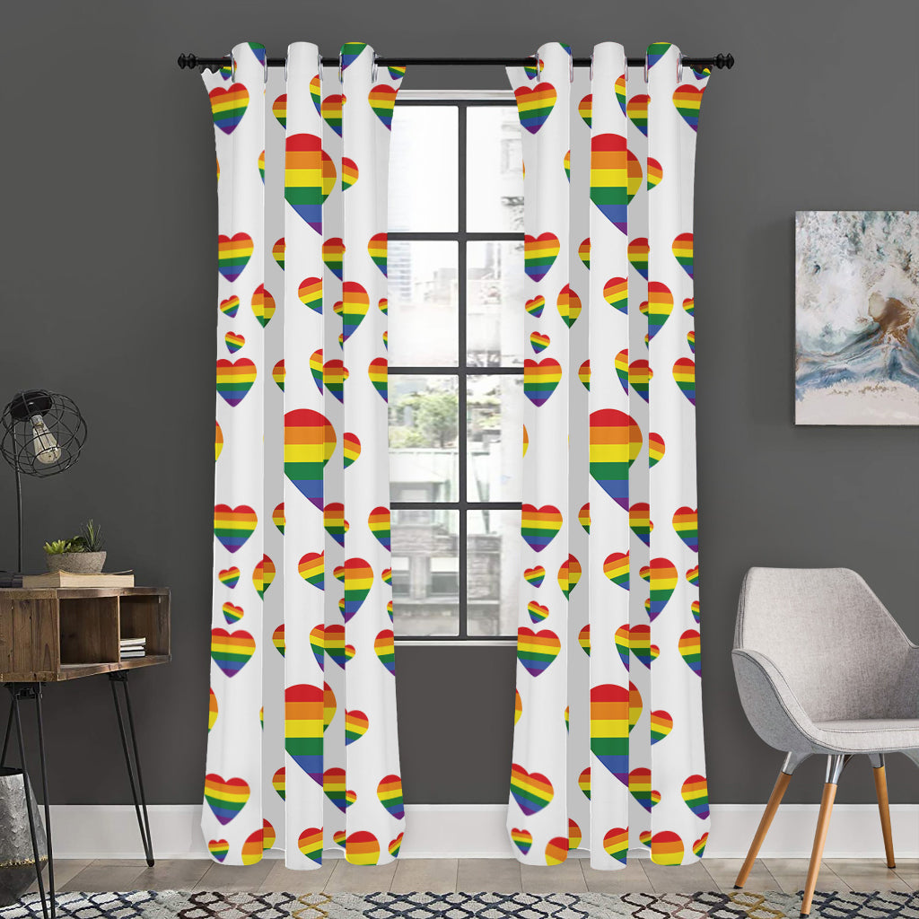 Rainbow LGBT Heart Pattern Print Curtain