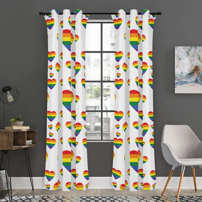 Rainbow LGBT Heart Pattern Print Curtain