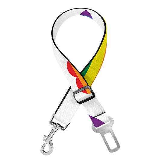 Rainbow LGBT Heart Pattern Print Dog Seat Belt