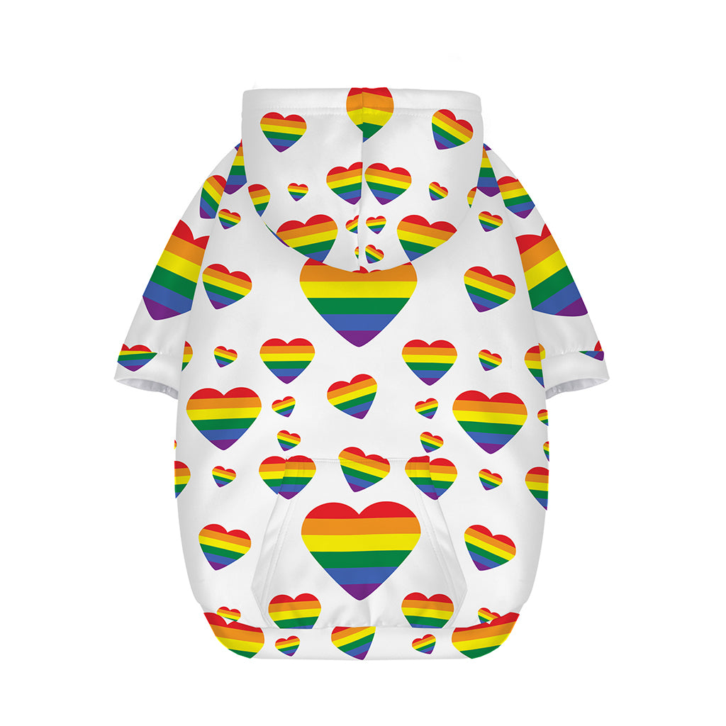 Rainbow LGBT Heart Pattern Print Dog Zip Up Hoodie