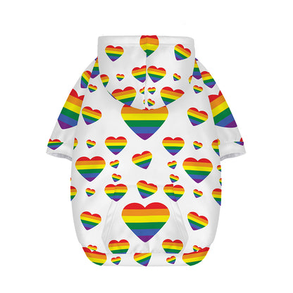 Rainbow LGBT Heart Pattern Print Dog Zip Up Hoodie