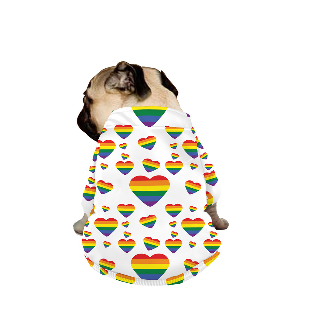 Rainbow LGBT Heart Pattern Print Dog Zip Up Jacket