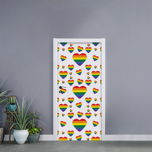 Rainbow LGBT Heart Pattern Print Door Sticker