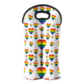Rainbow LGBT Heart Pattern Print Double Neoprene Wine Tote