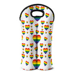 Rainbow LGBT Heart Pattern Print Double Neoprene Wine Tote