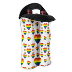 Rainbow LGBT Heart Pattern Print Double Neoprene Wine Tote