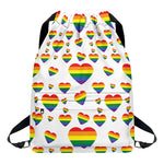 Rainbow LGBT Heart Pattern Print Drawstring Backpack