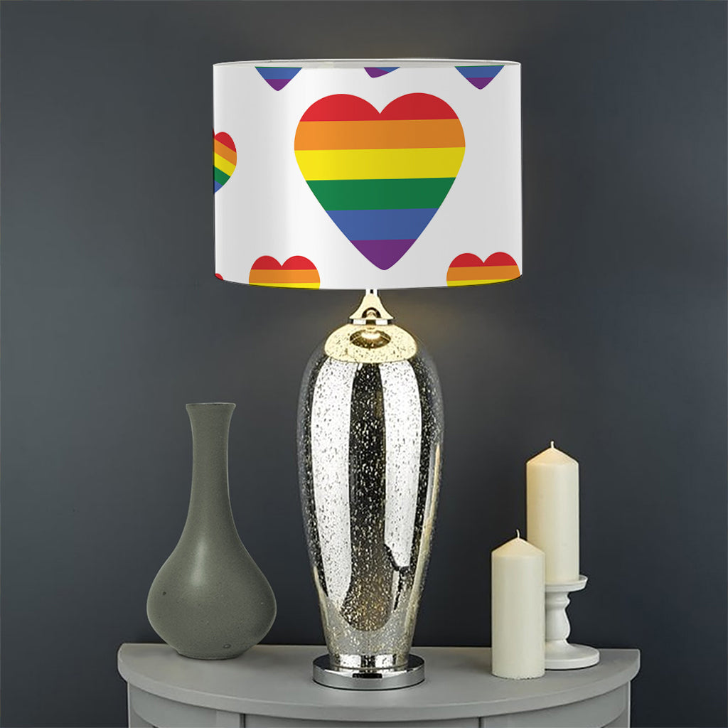 Rainbow LGBT Heart Pattern Print Drum Lamp Shade