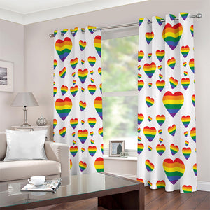 Rainbow LGBT Heart Pattern Print Extra Wide Grommet Curtains