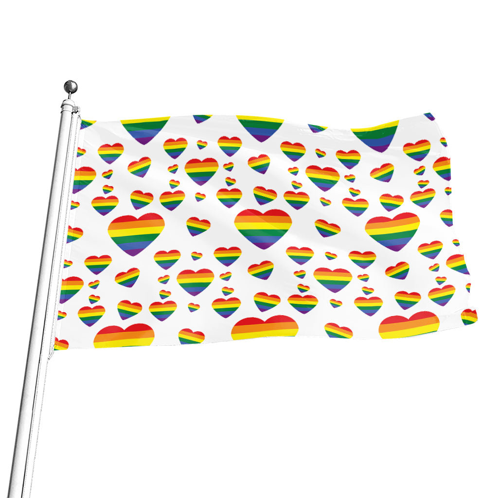 Rainbow LGBT Heart Pattern Print Flag