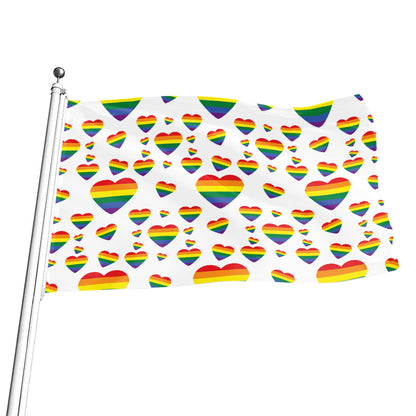 Rainbow LGBT Heart Pattern Print Flag