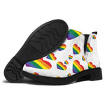 Rainbow LGBT Heart Pattern Print Flat Ankle Boots