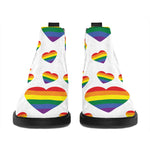 Rainbow LGBT Heart Pattern Print Flat Ankle Boots