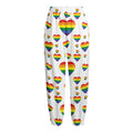 Rainbow LGBT Heart Pattern Print Fleece Lined Knit Pants