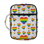 Rainbow LGBT Heart Pattern Print Front Pocket Bible Bag