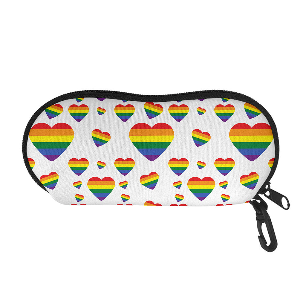Rainbow LGBT Heart Pattern Print Glasses Case