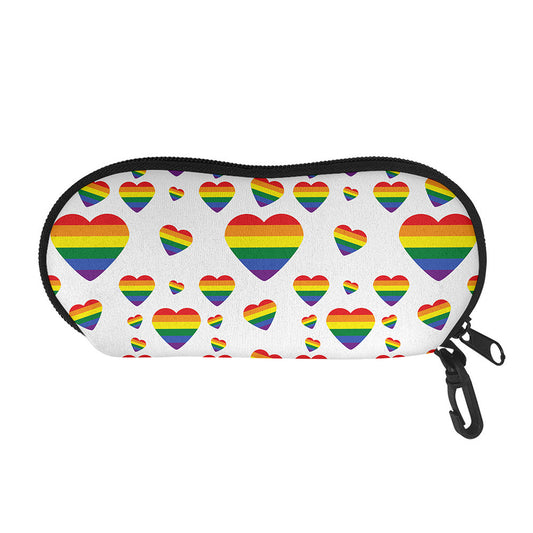 Rainbow LGBT Heart Pattern Print Glasses Case