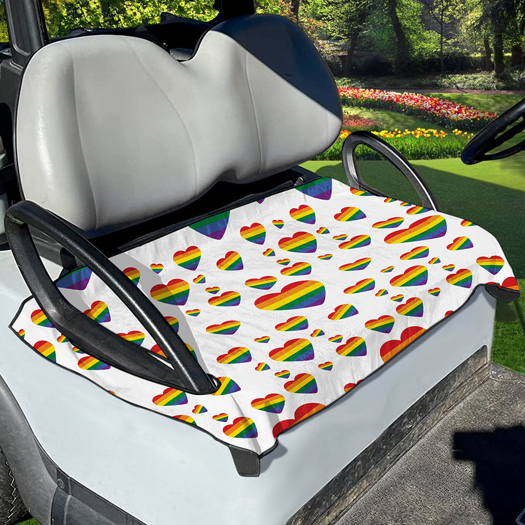 Rainbow LGBT Heart Pattern Print Golf Cart Seat Cover