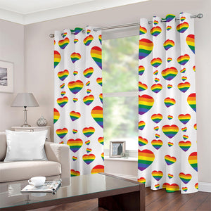 Rainbow LGBT Heart Pattern Print Grommet Curtains