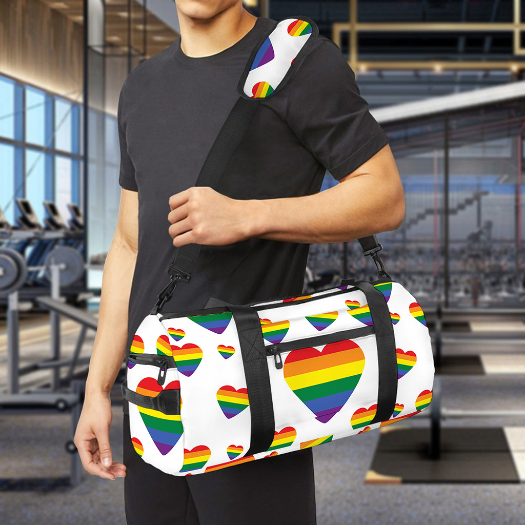 Rainbow LGBT Heart Pattern Print Gym Bag