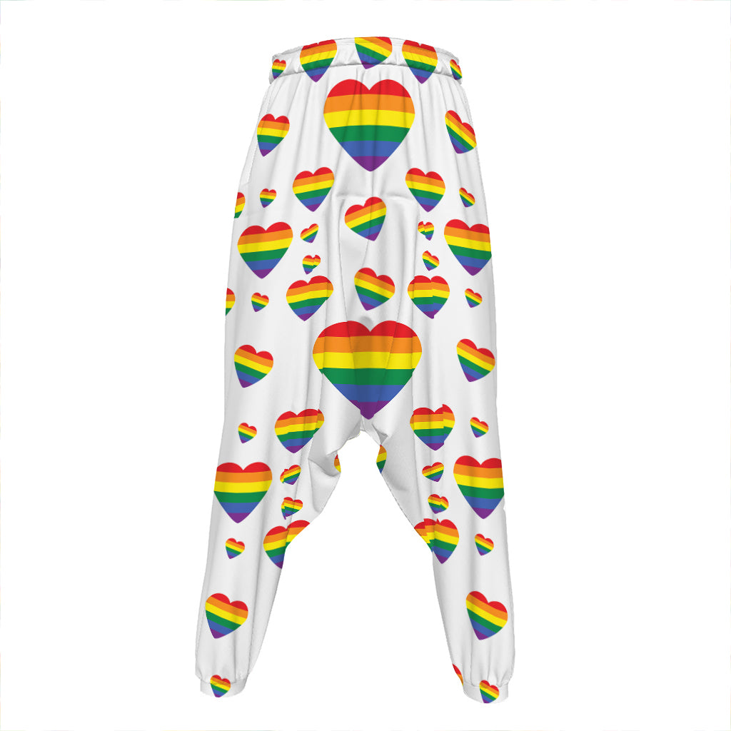 Rainbow LGBT Heart Pattern Print Hammer Pants