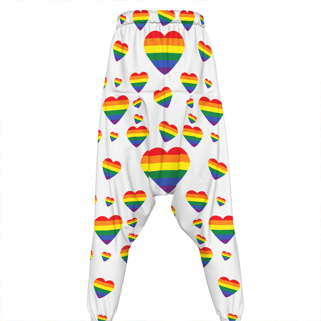 Rainbow LGBT Heart Pattern Print Hammer Pants