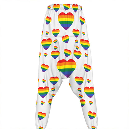 Rainbow LGBT Heart Pattern Print Hammer Pants