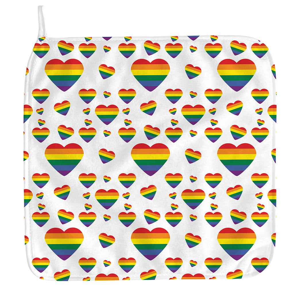 Rainbow LGBT Heart Pattern Print Hand Towel