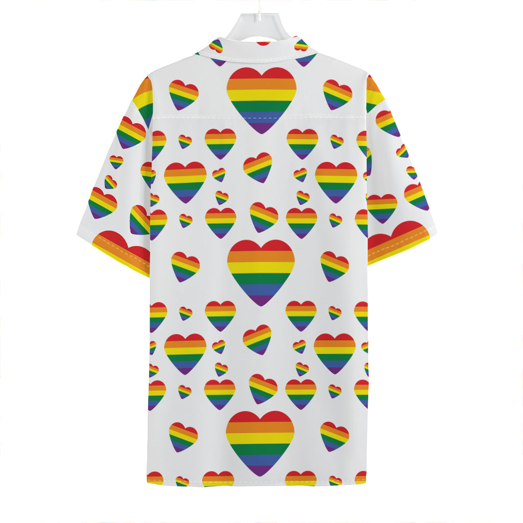 Rainbow LGBT Heart Pattern Print Hawaiian Shirt