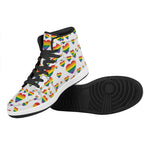 Rainbow LGBT Heart Pattern Print High Top Leather Sneakers