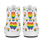 Rainbow LGBT Heart Pattern Print High Top Leather Sneakers