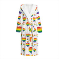 Rainbow LGBT Heart Pattern Print Hooded Bathrobe