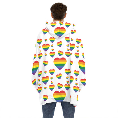 Rainbow LGBT Heart Pattern Print Hoodie Blanket