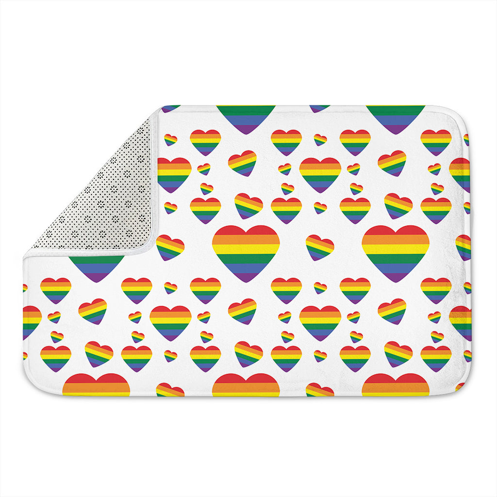 Rainbow LGBT Heart Pattern Print Indoor Door Mat