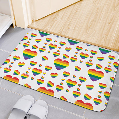 Rainbow LGBT Heart Pattern Print Indoor Door Mat