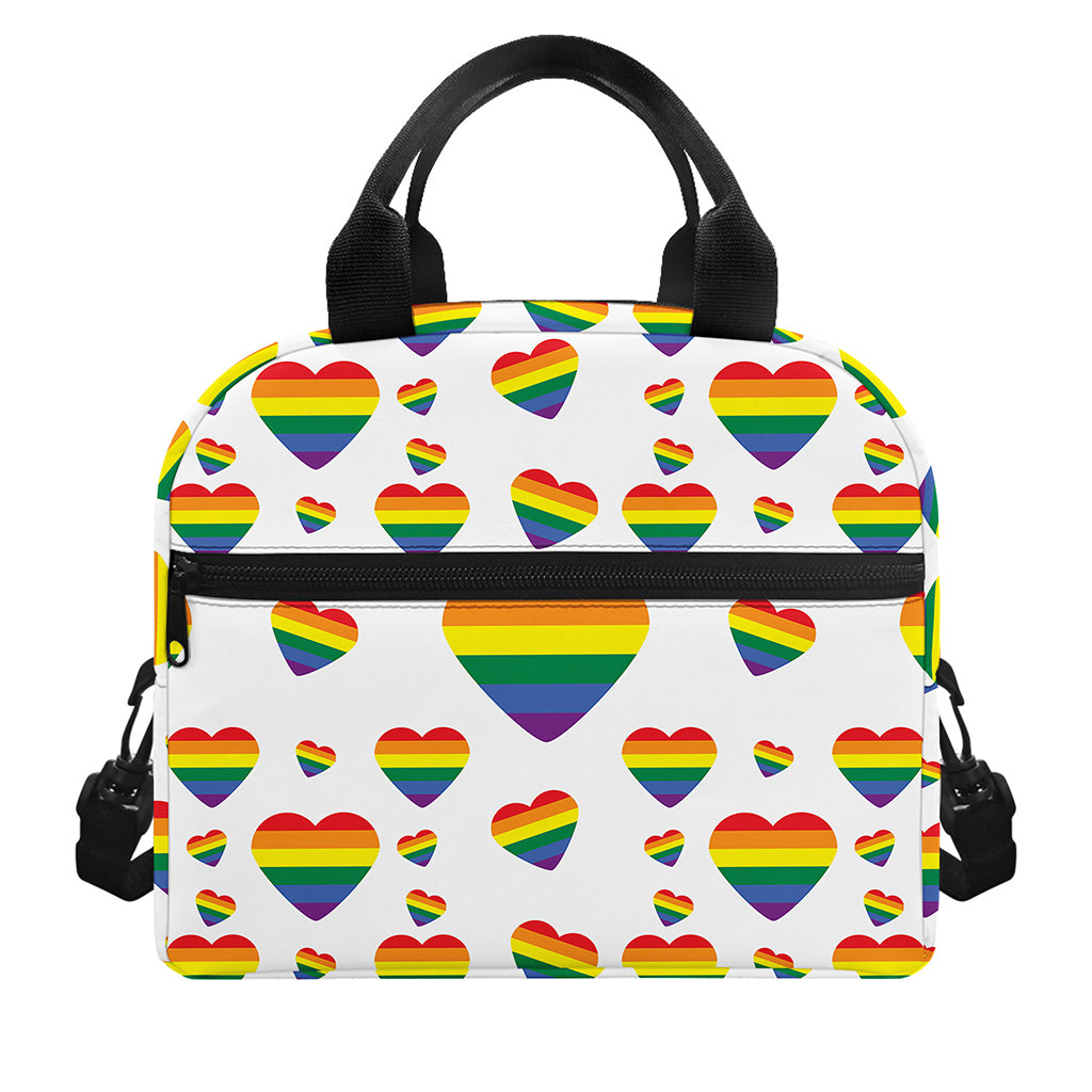 Rainbow LGBT Heart Pattern Print Insulated Lunch Bag