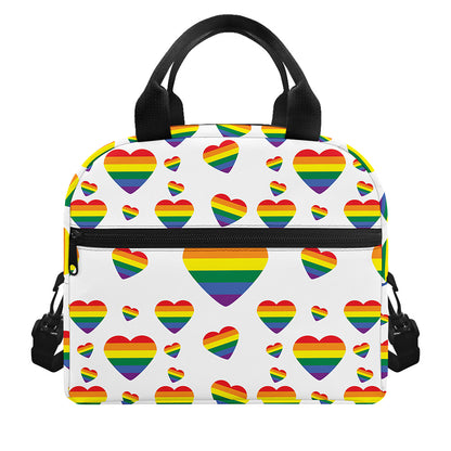 Rainbow LGBT Heart Pattern Print Insulated Lunch Bag