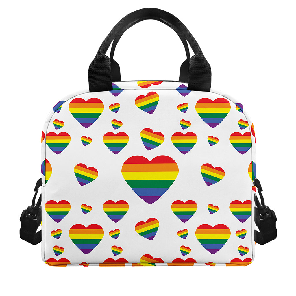 Rainbow LGBT Heart Pattern Print Insulated Lunch Bag