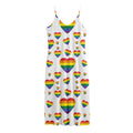 Rainbow LGBT Heart Pattern Print Jersey Midi Cami Dress