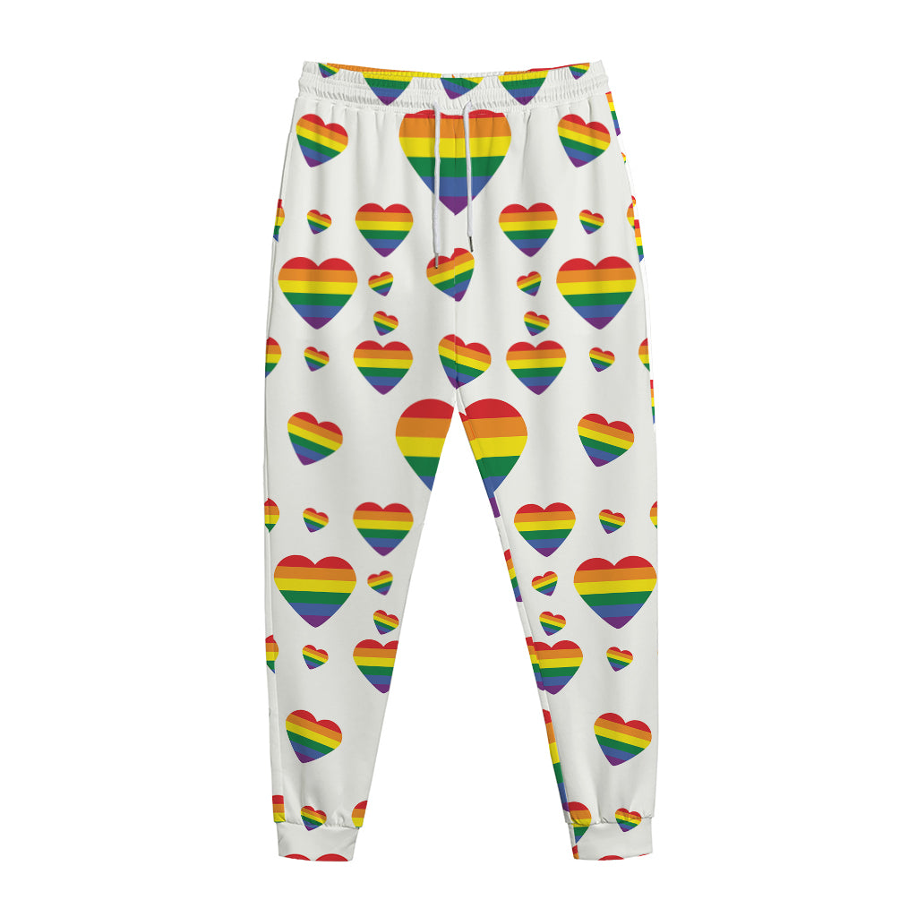 Rainbow LGBT Heart Pattern Print Jogger Pants