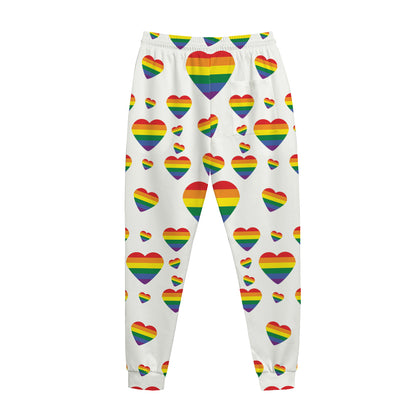 Rainbow LGBT Heart Pattern Print Jogger Pants