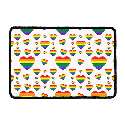 Rainbow LGBT Heart Pattern Print Kitchen Mat
