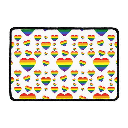 Rainbow LGBT Heart Pattern Print Kitchen Mat