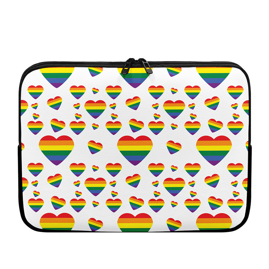 Rainbow LGBT Heart Pattern Print Laptop Sleeve