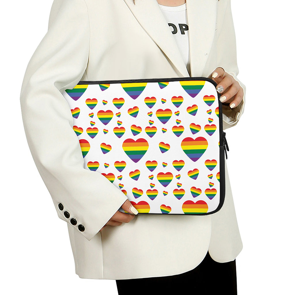 Rainbow LGBT Heart Pattern Print Laptop Sleeve