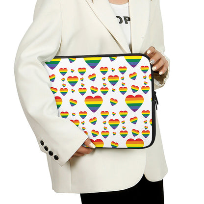 Rainbow LGBT Heart Pattern Print Laptop Sleeve