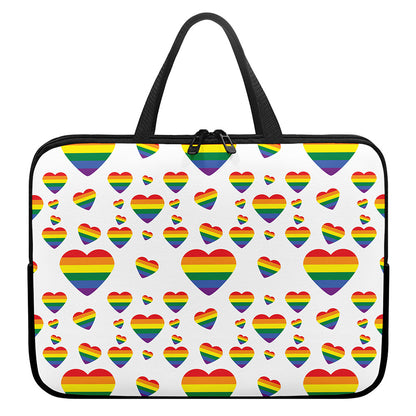 Rainbow LGBT Heart Pattern Print Laptop Sleeve With Handle