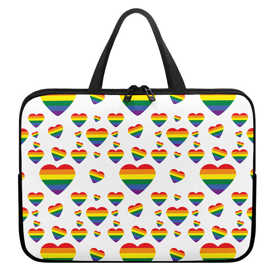 Rainbow LGBT Heart Pattern Print Laptop Sleeve With Handle