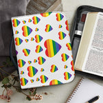 Rainbow LGBT Heart Pattern Print Leather Bible Cover